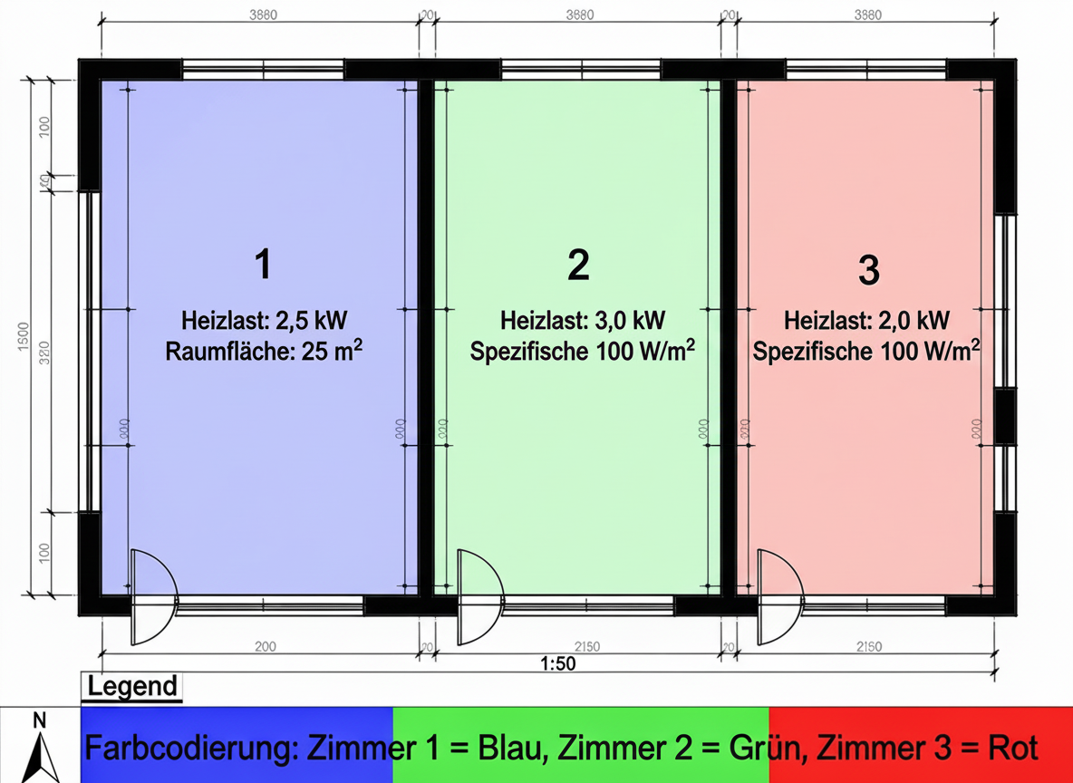 Heizlastberechnung Grundriss Beispiel